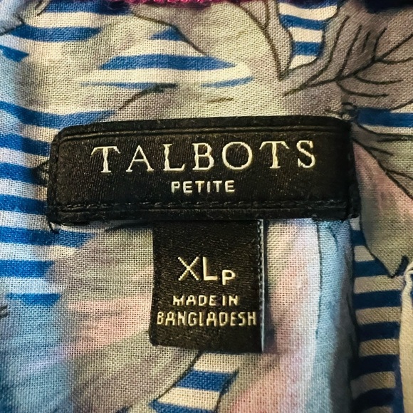 Talbots Blue Long Sleeve Notched Collar Button Down Shirt Size Petite Large - Picture 6 of 10